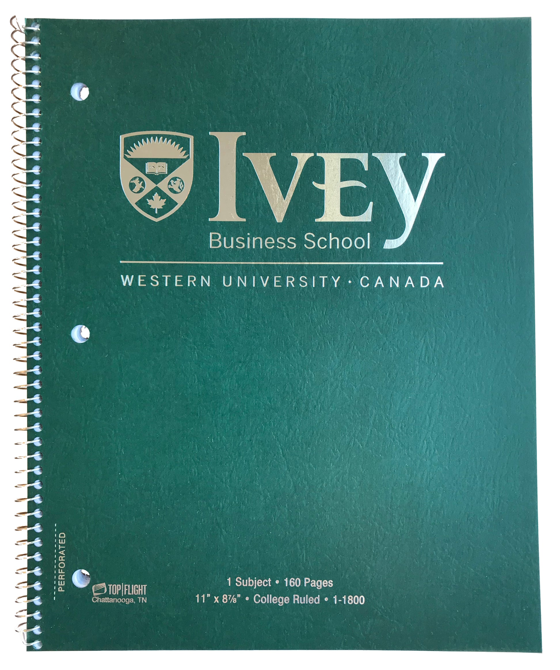 Ivey Spiral Bound Notebook Green 160 pages