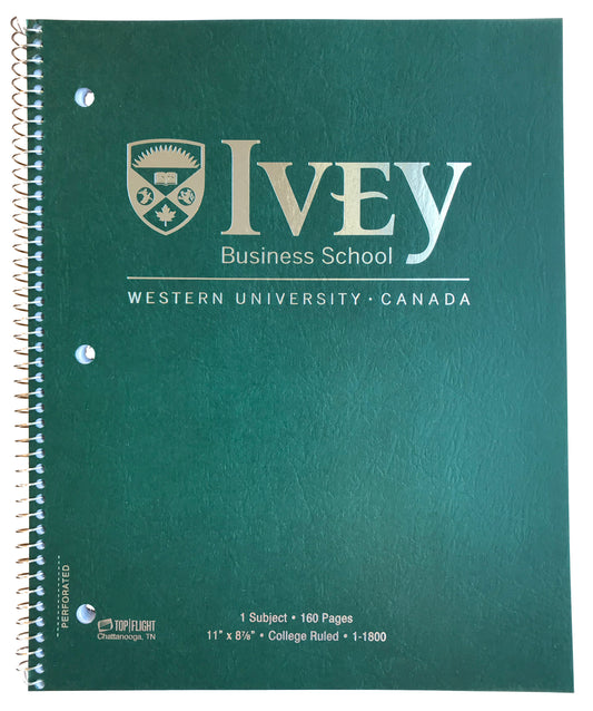 Ivey Spiral Bound Notebook Green 160 pages